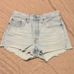 Levi's Hight Waisted 501 Original Light Blue Jean Shorts